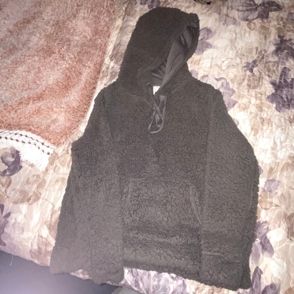 Fuzzy grey hoodie
